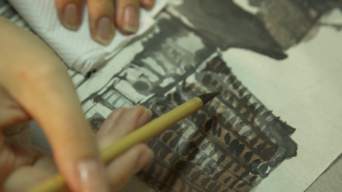 How does Chinese landscape painting differ from Western Realism? What are some of the unique brushstrokes and effects that make Chinese ink painting a unique genre of its own?  