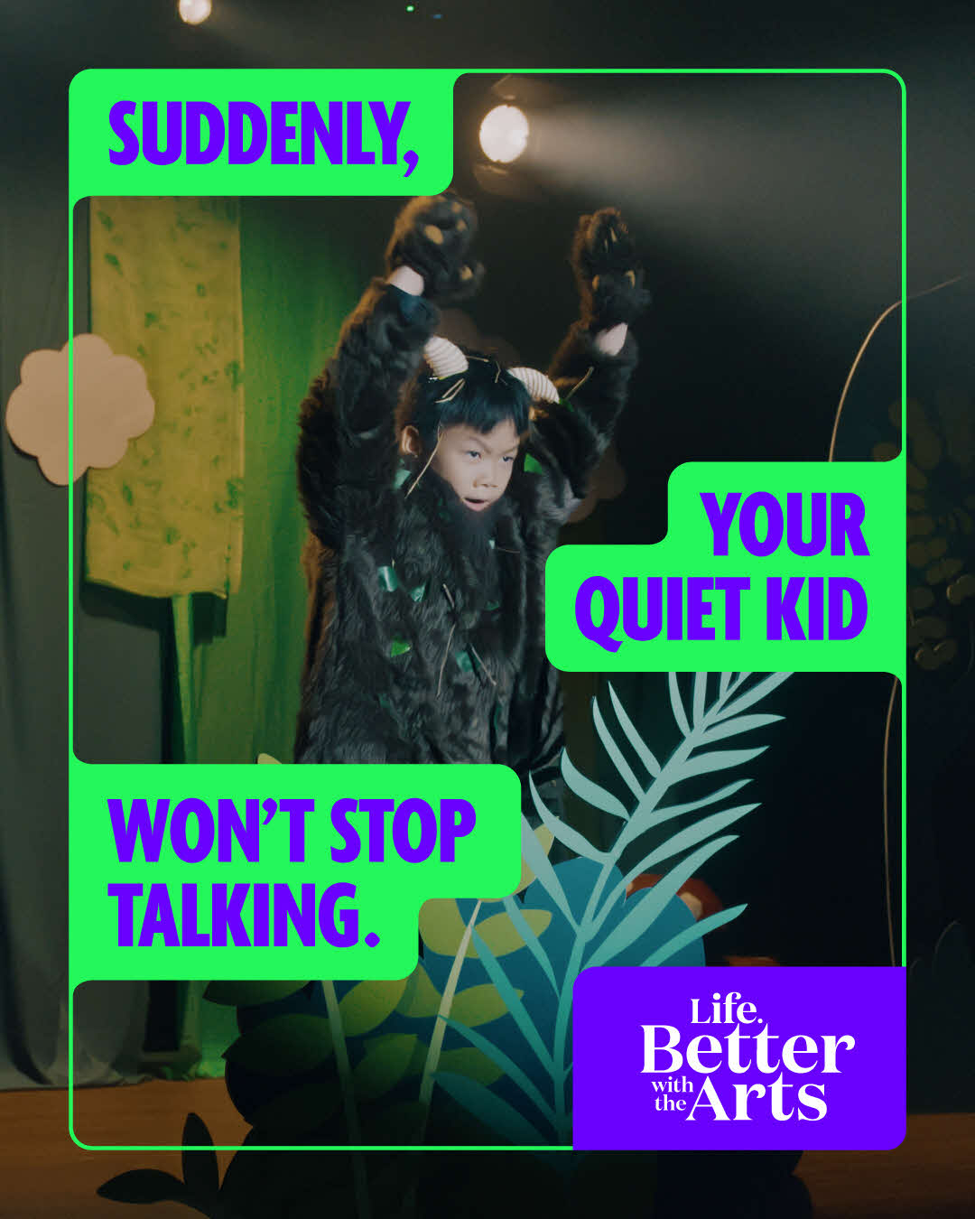 Confidence child at a school play