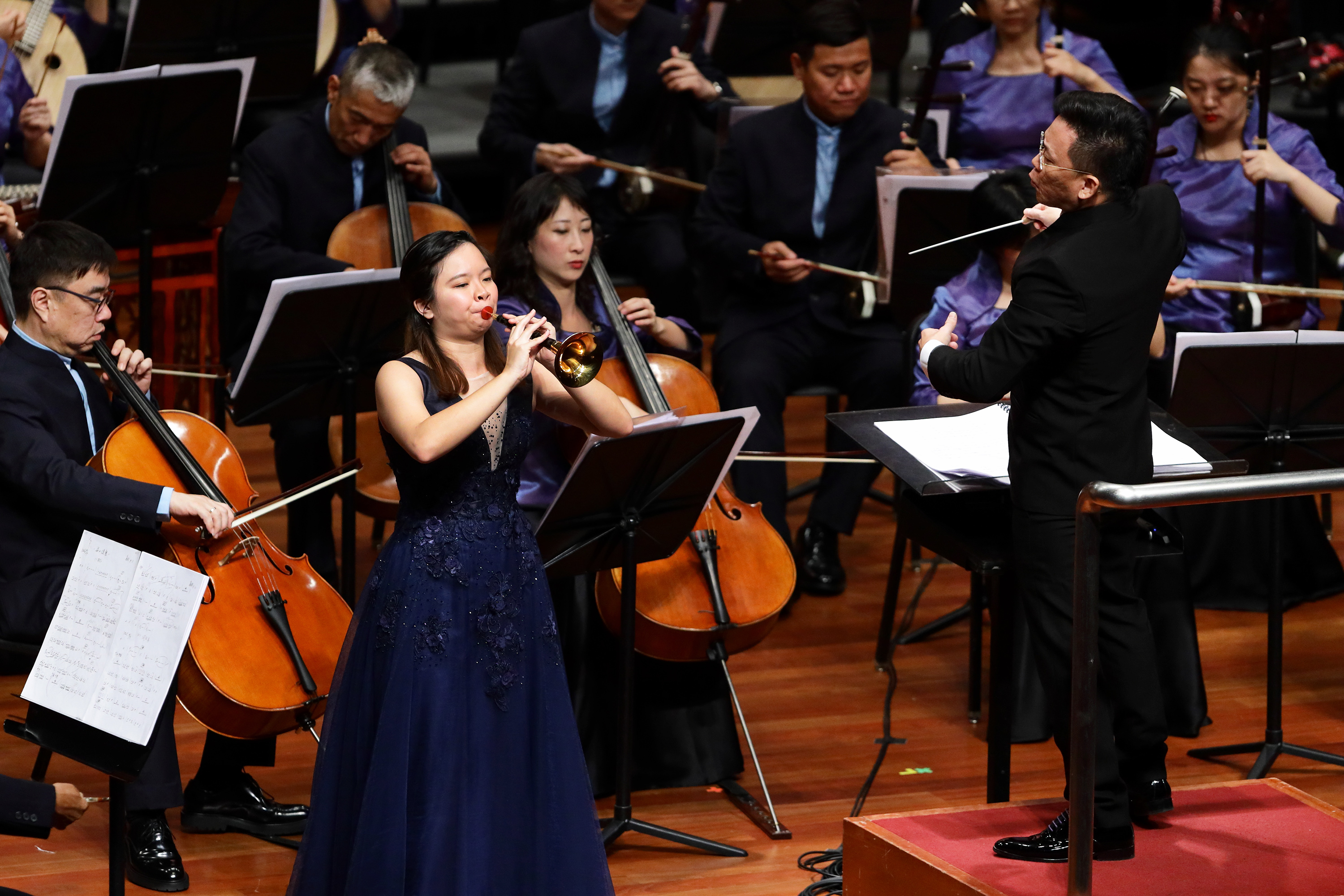 11TH EDITION OF NATIONAL CHINESE MUSIC COMPETITION CONTINUES TO CELEBRATE OUTSTANDING YOUNG MUSICIANS_1. Ng Chu Ying, 1st Prize Winner of Suona Open Category performing along. NATIONAL CHINESE MUSIC COMPETITION