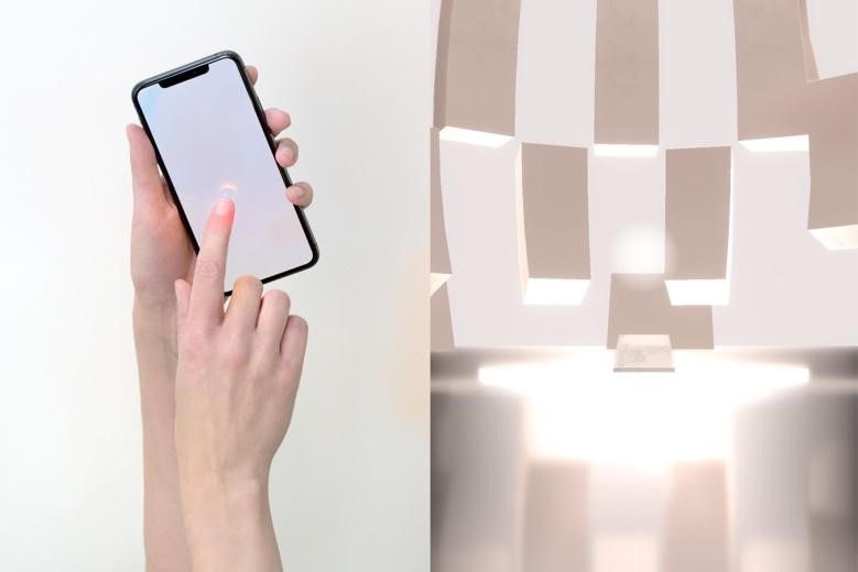 Someone holding up a phone